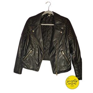 Faux Leather Jacket- BLACK
